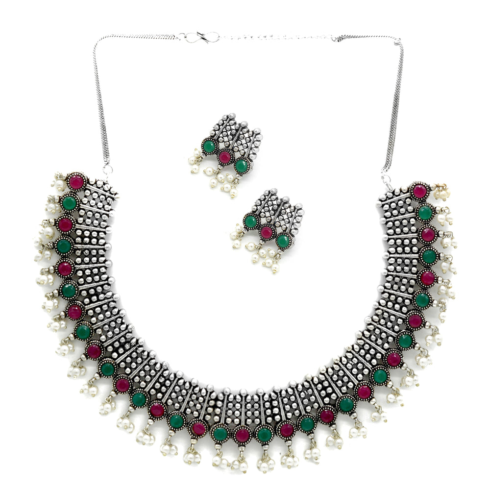 Teejh Chitra Multi colored Silver Oxidized Jewellery Gift Set - Teejh