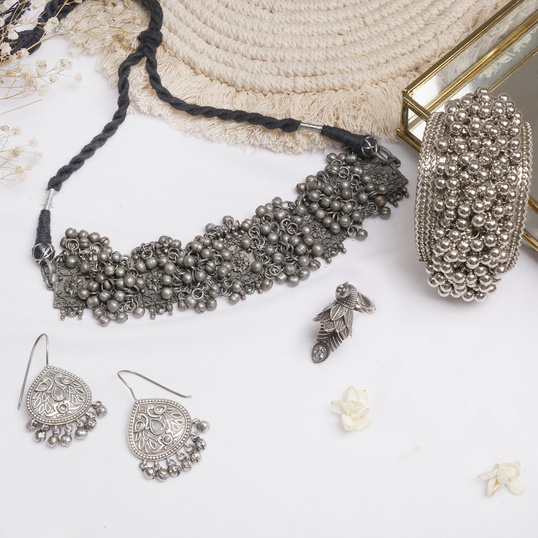 Teejh Jaina Silver Oxidised Jewelry Gift Set