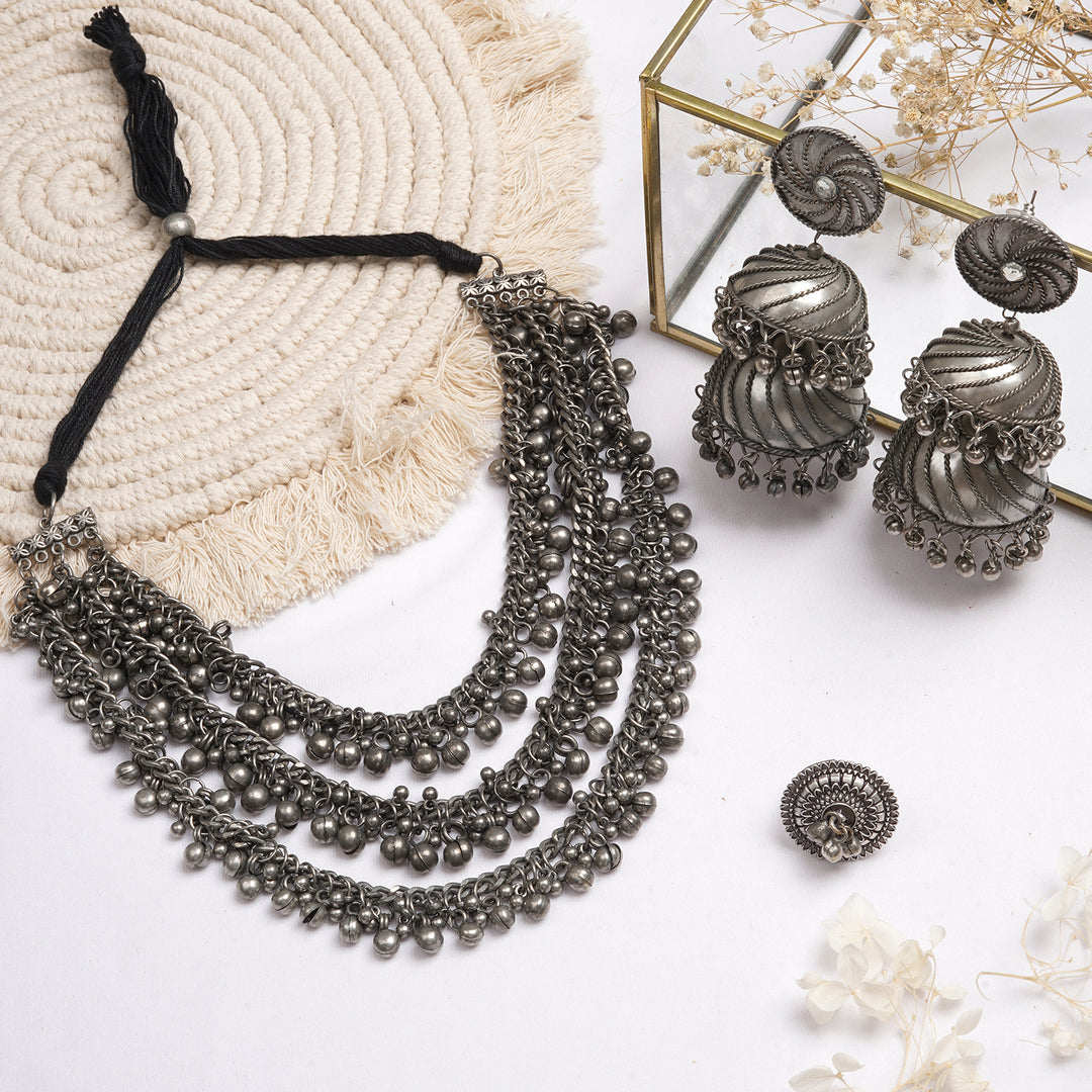 Teejh Leora Silver Oxidised Jewelry Gift Set