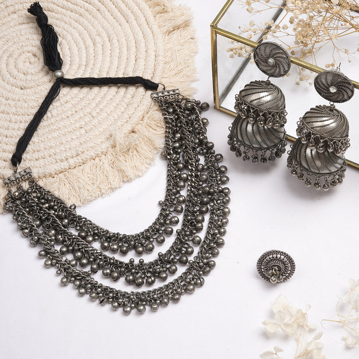 Teejh Leora Silver Oxidised Jewelry Gift Set