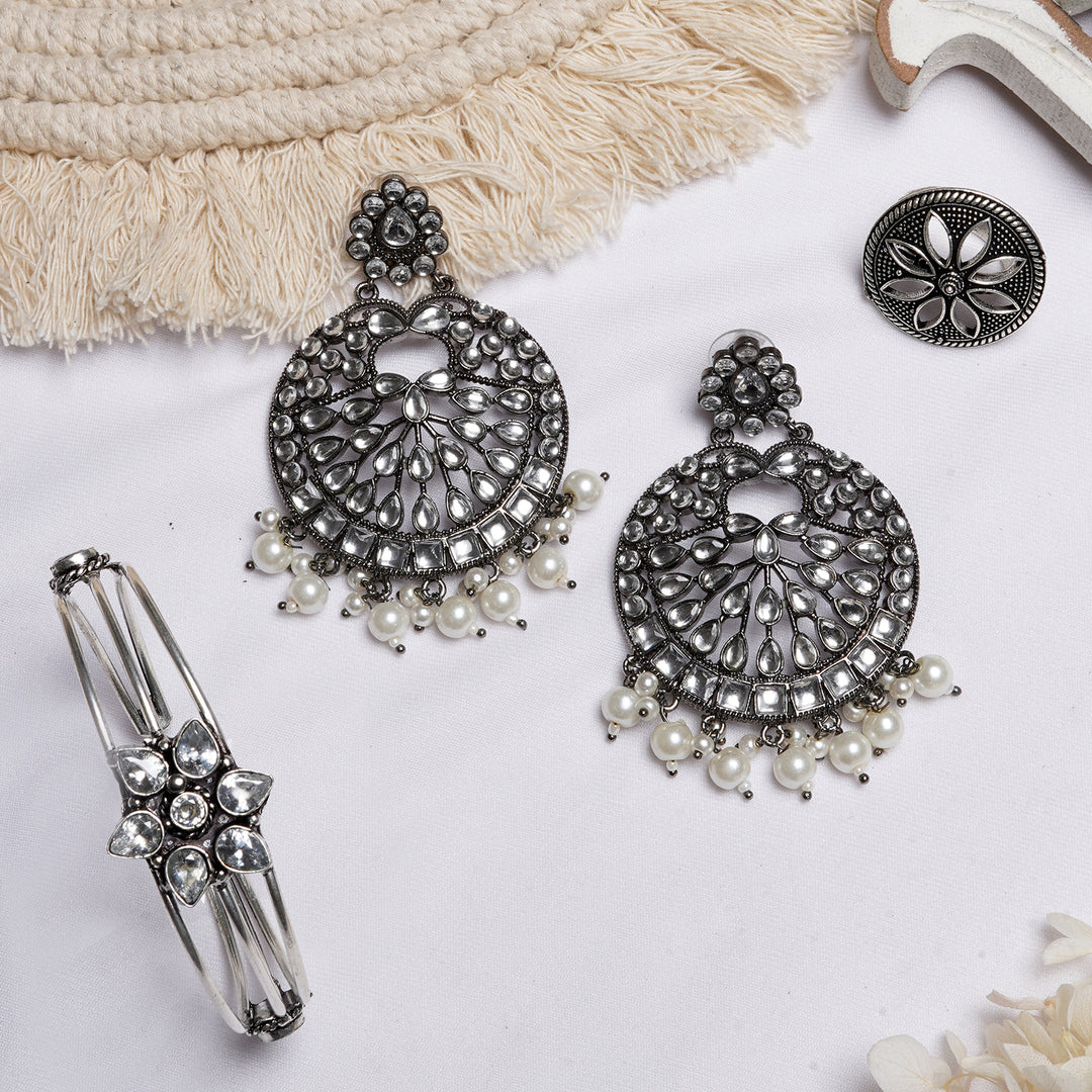 Teejh Prajkata Silver Oxidised Jewelry Gift Set