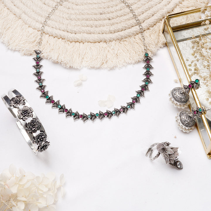 Teejh Margal Silver Oxidised Jewelry Gift Set