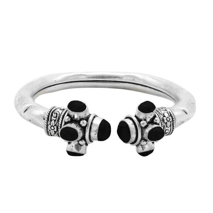 Teejh Zoya black stone silver oxidized jewellery gift set - Teejh