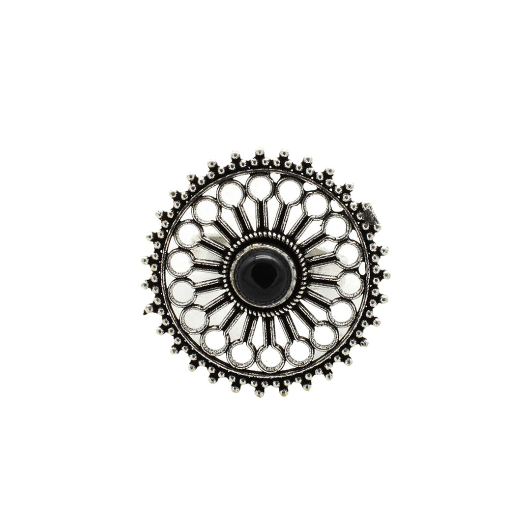 Teejh Zoya black stone silver oxidized jewellery gift set - Teejh