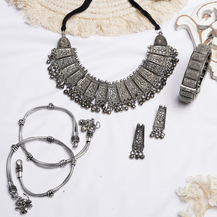 Teejh Udaya Silver Oxidised Jewelry Gift Set
