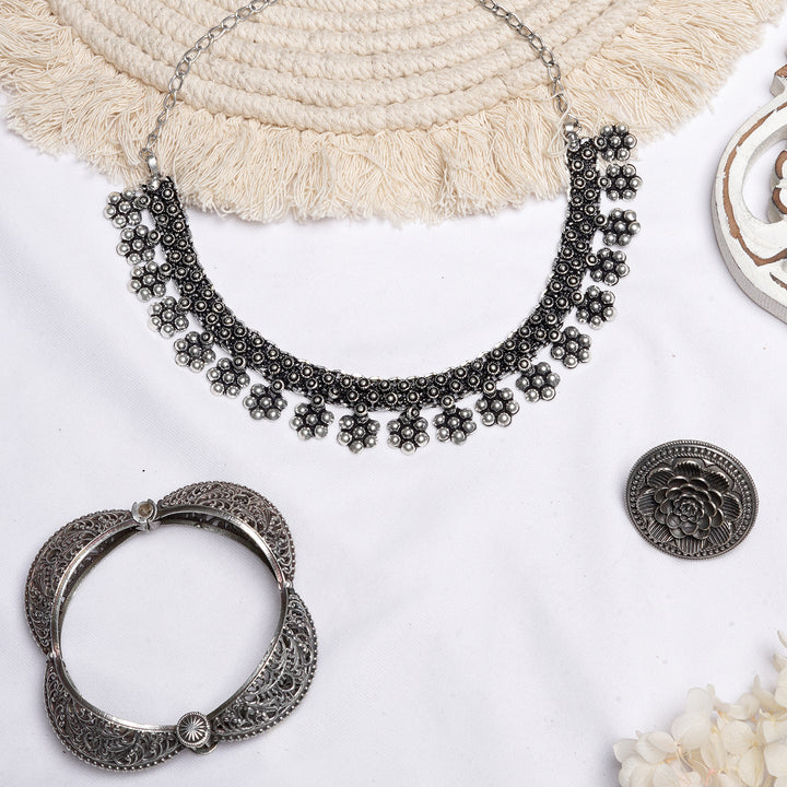 Teejh Mrinmayi Silver Oxidised Jewelry Gift Set