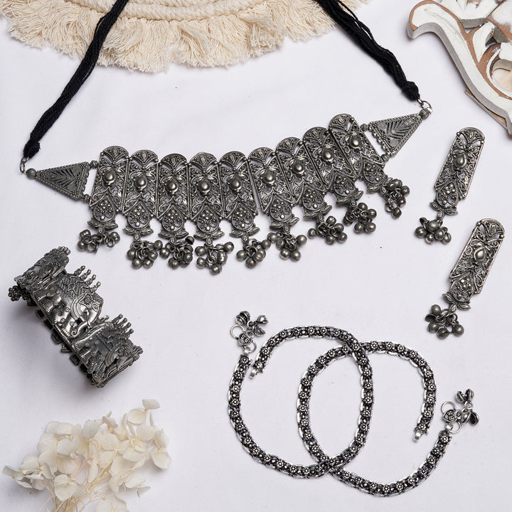Teejh Rajhani Silver Oxidised Jewelry Gift Set