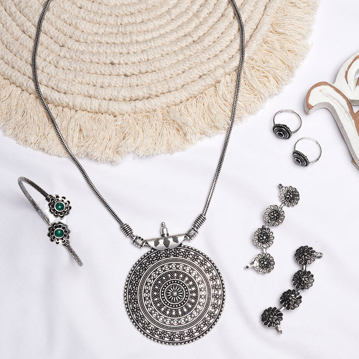 Teejh Aaaral  Silver Oxidised Jewelry Gift Set
