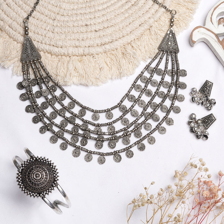 Teejh Anagi Silver Oxidised  Jewelry Gift Set