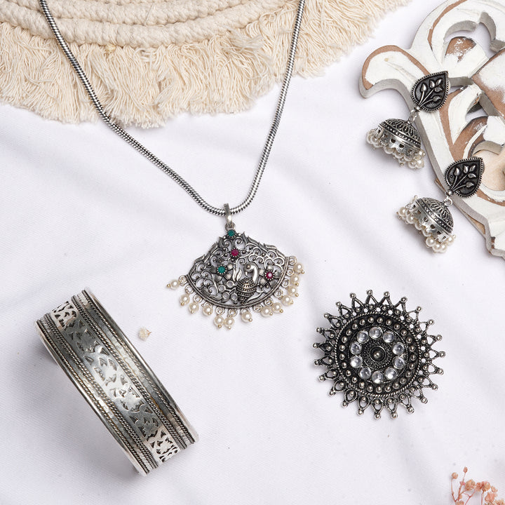 Teejh Rohin Silver Oxidised Jewelry Gift Set