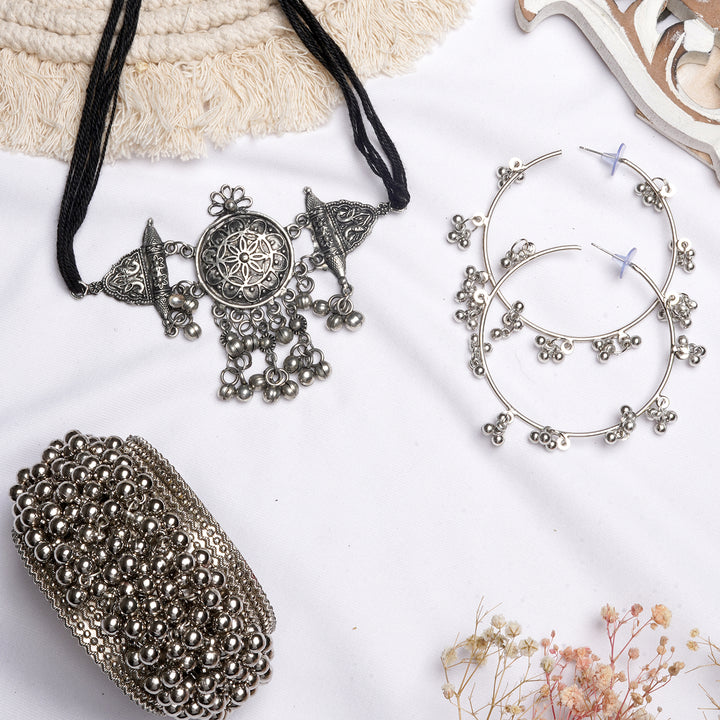 Teejh Roopini Silver Oxidised Jewelry Gift Set