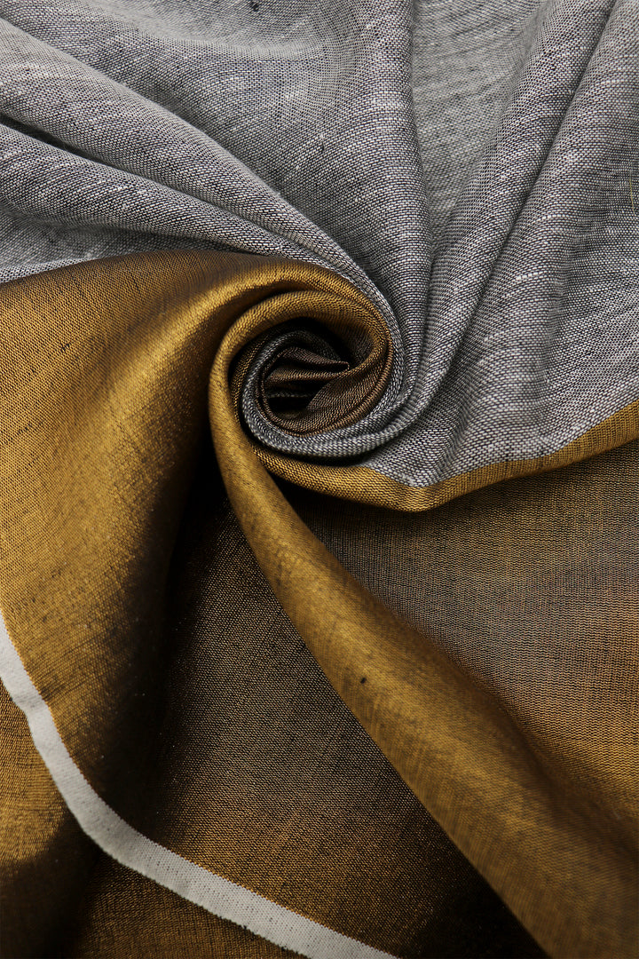 Teejh Mystic Golden Linen Mahapar Saree