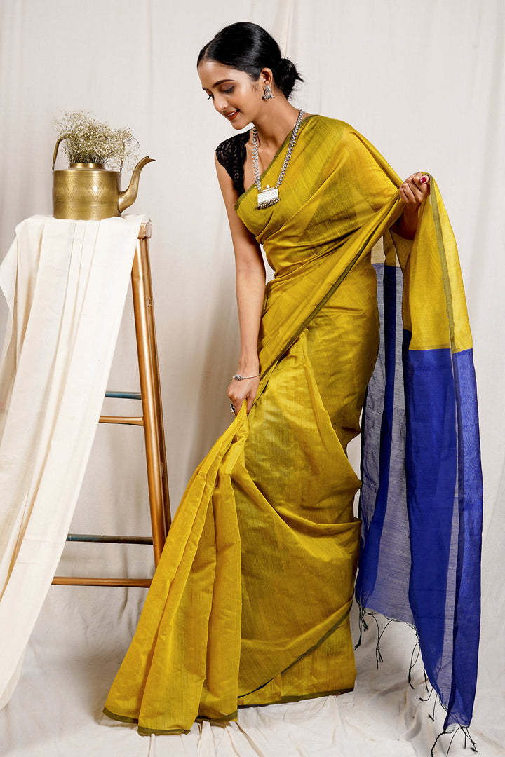 Teejh Juniper Khadi Cotton Silk Saree