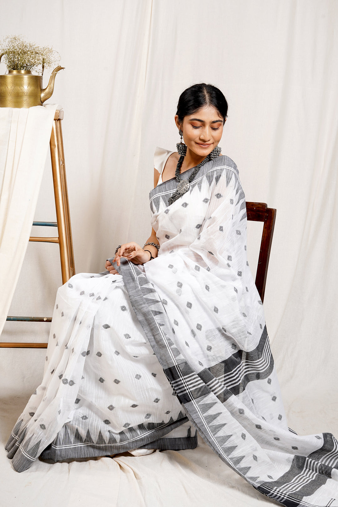 Teejh Salt &amp; Pepper Handloom Khadi Cotton Saree