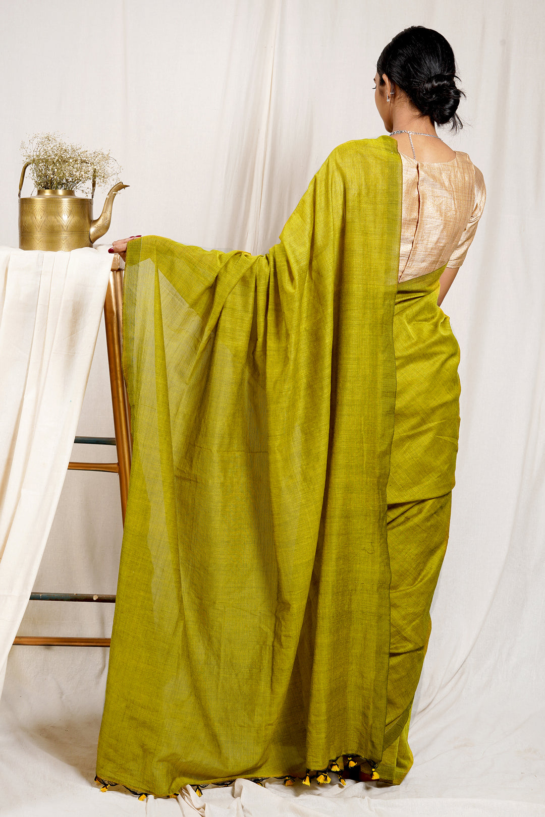 Teejh Shamrock Green Mulmul Cotton Saree