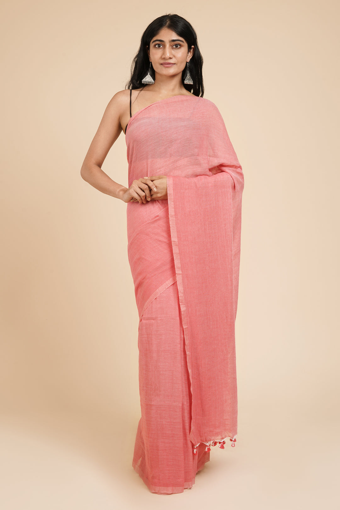 Teejh Sunset Pink Mulmul Saree