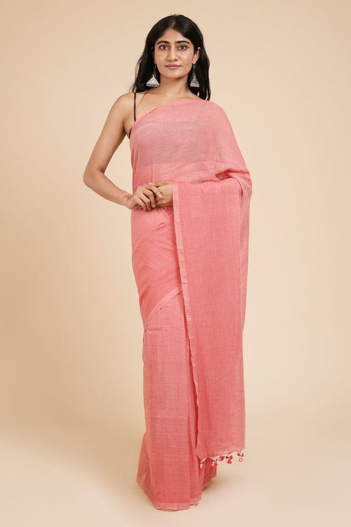 Teejh Sunset Pink Mulmul Saree