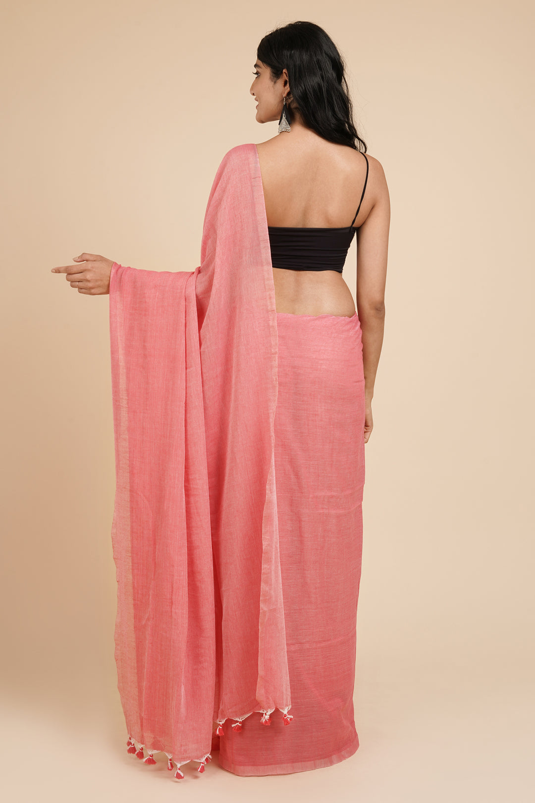 Teejh Sunset Pink Mulmul Saree
