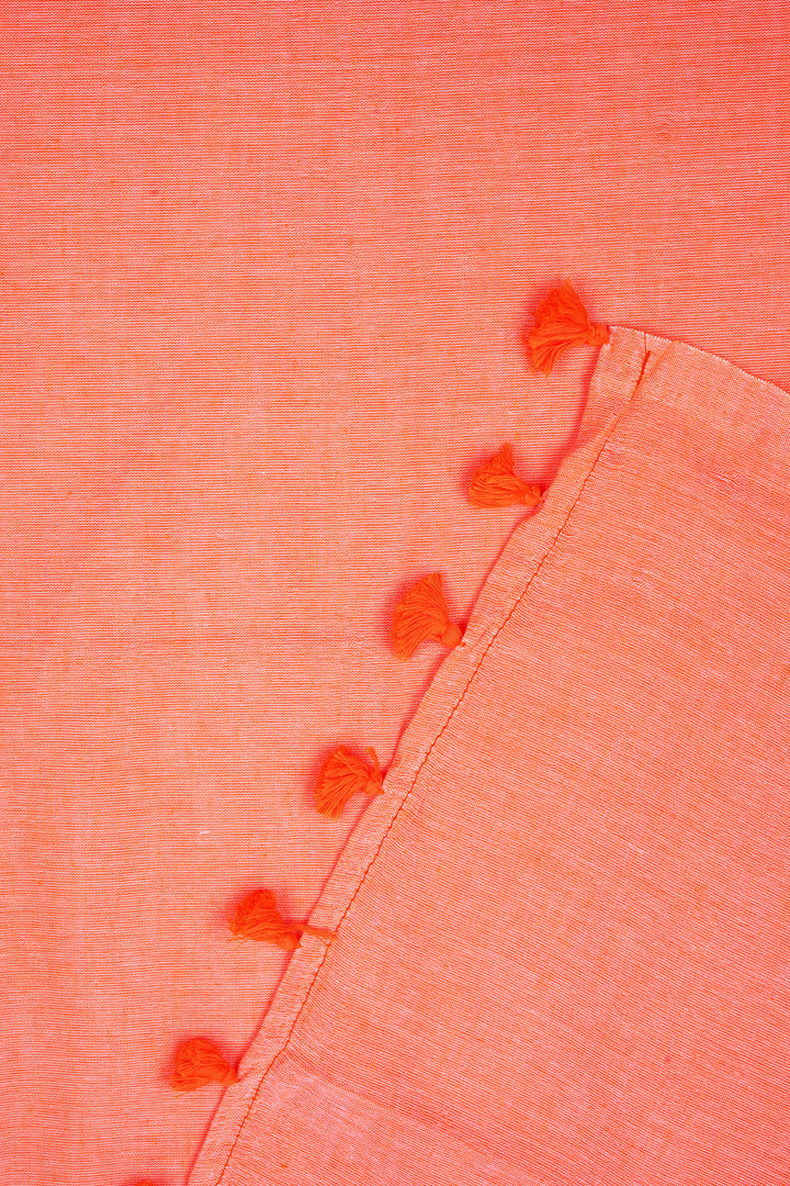 Teejh Orange Peach Mulmul Saree
