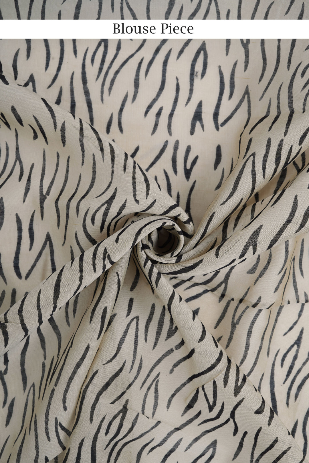 Teejh Jheel Blue Block Print Chanderi Cotton Saree With Blouse Piece