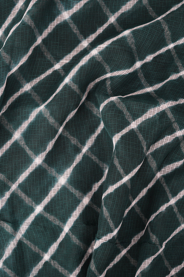 Teejh Aadia Dark Green Kota Leheriya Saree with Blouse Piece