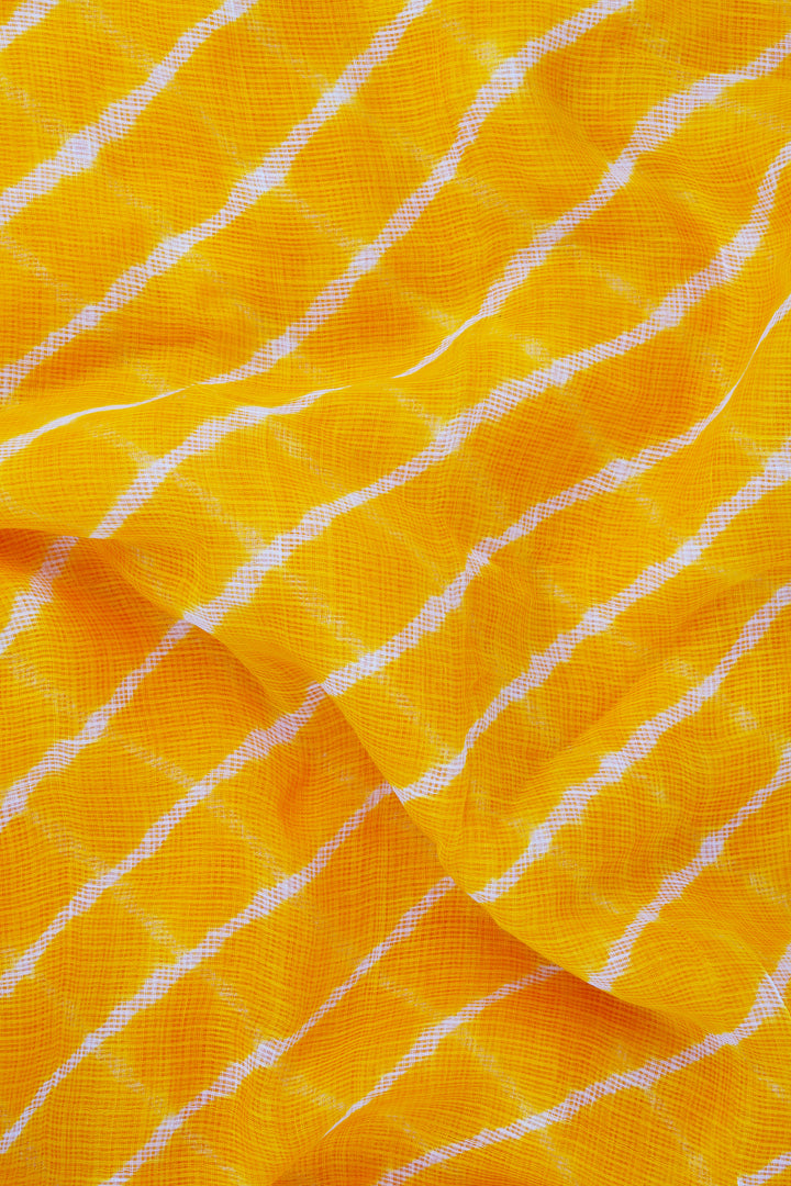 Teejh Eshika Yellow Kota Leheriya Saree with Blouse Piece