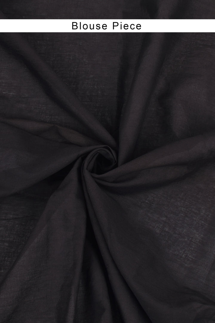 Teejh Aarika Black and White Cotton Saree With Blouse Piece