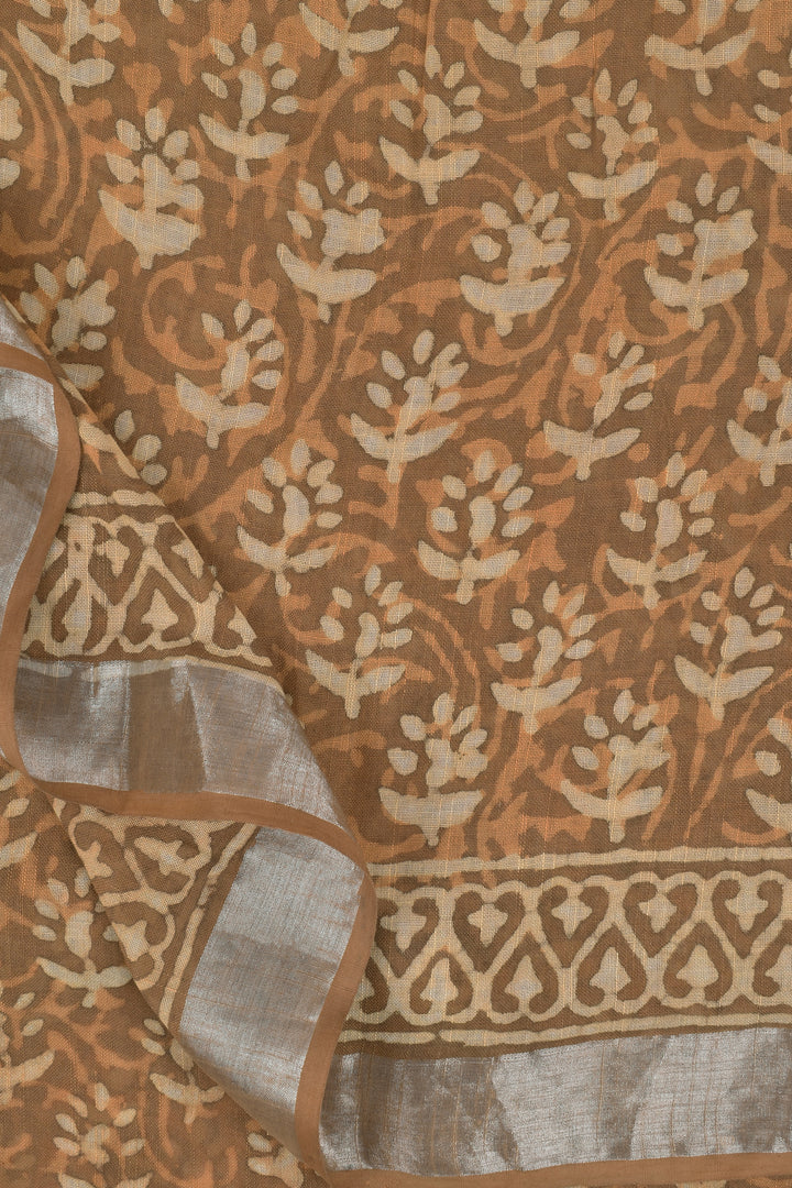 Teejh Prisha Mustard Linen Saree with Blouse Piece.