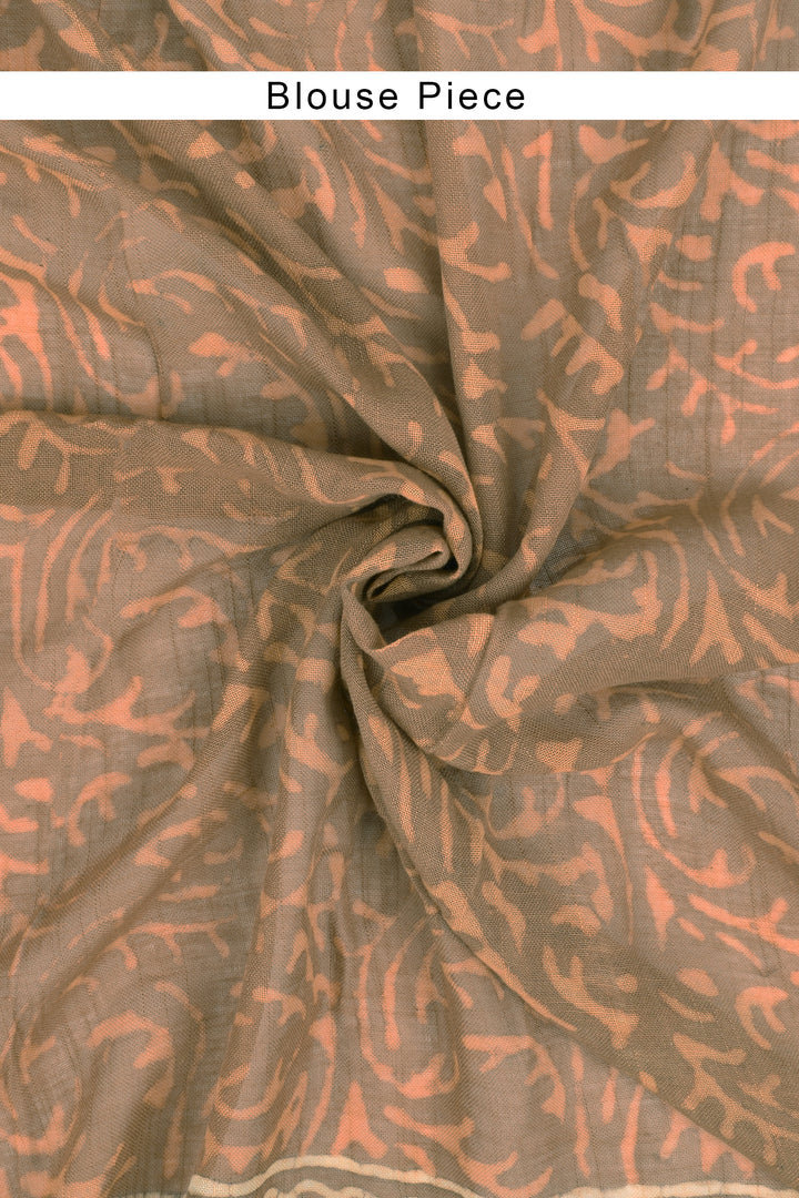 Teejh Prisha Mustard Linen Saree with Blouse Piece.