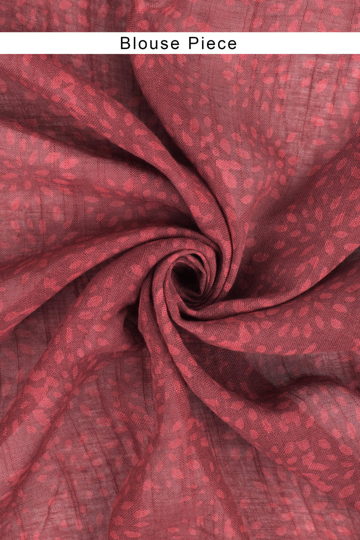 Teejh Nirvi Maroon Linen Saree With Blouse Piece.