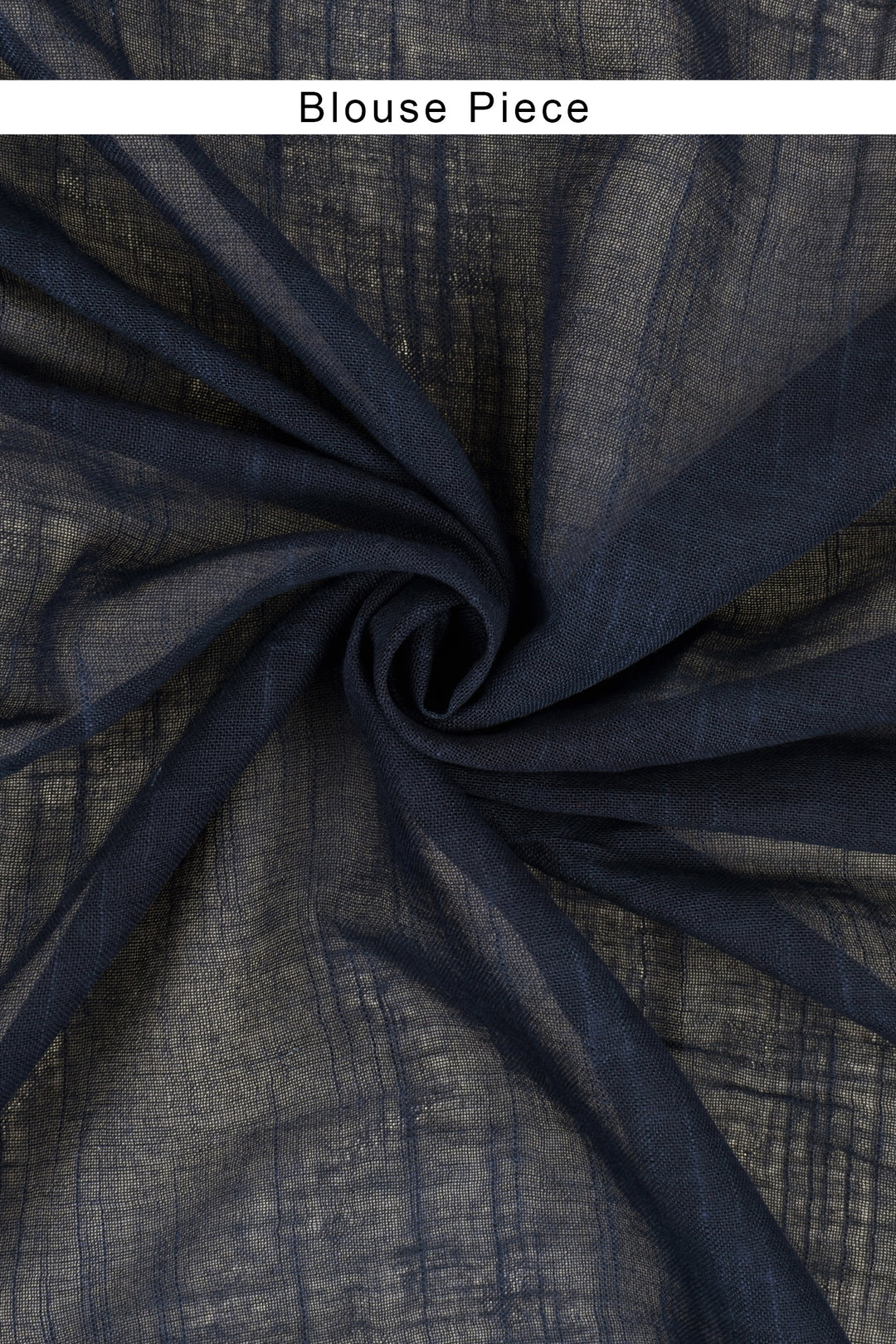 Teejh Imara Dark Blue Block Print Linen Saree With Blouse Piece