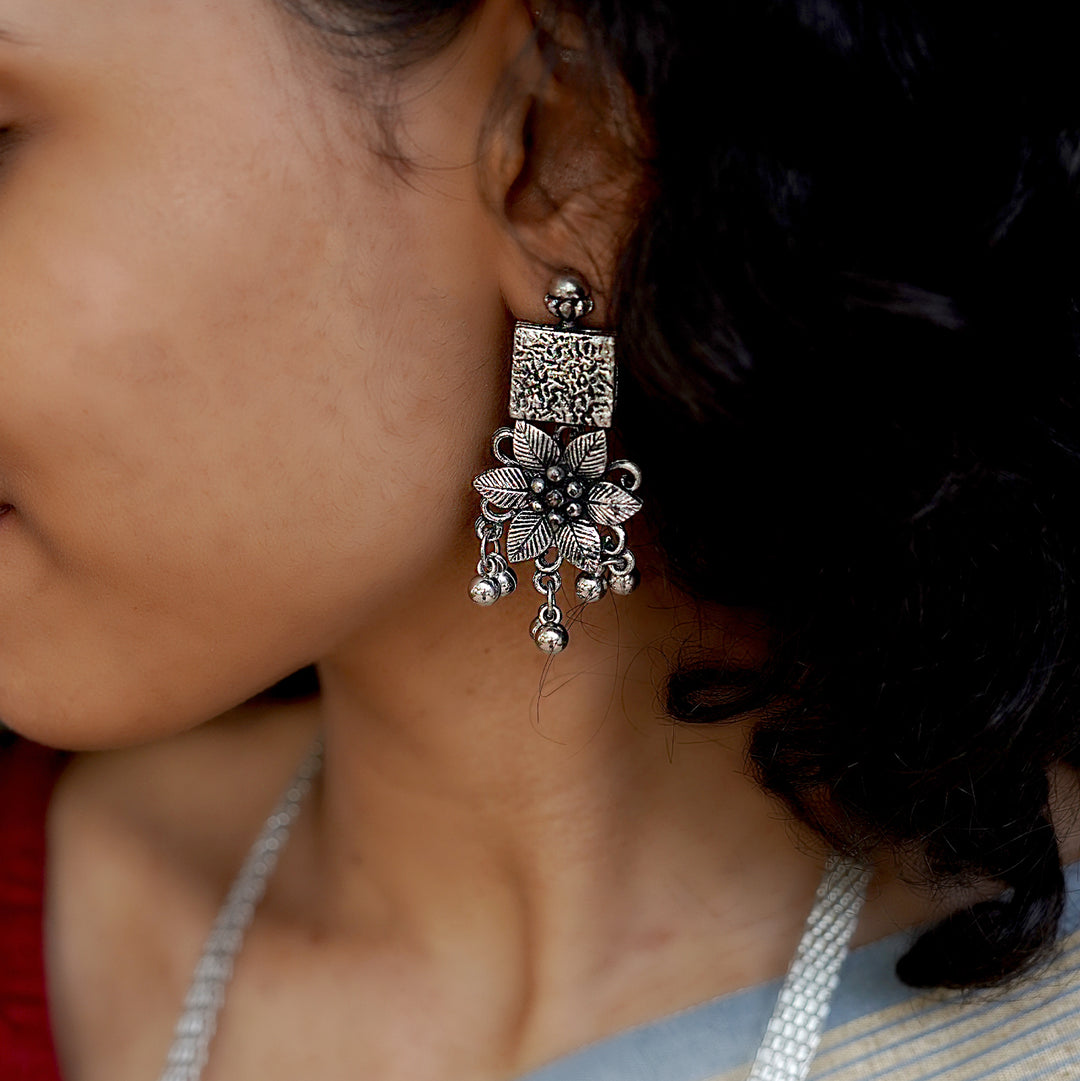 Teejh Khushi Ghungroo Silver Oxidised Necklace Set