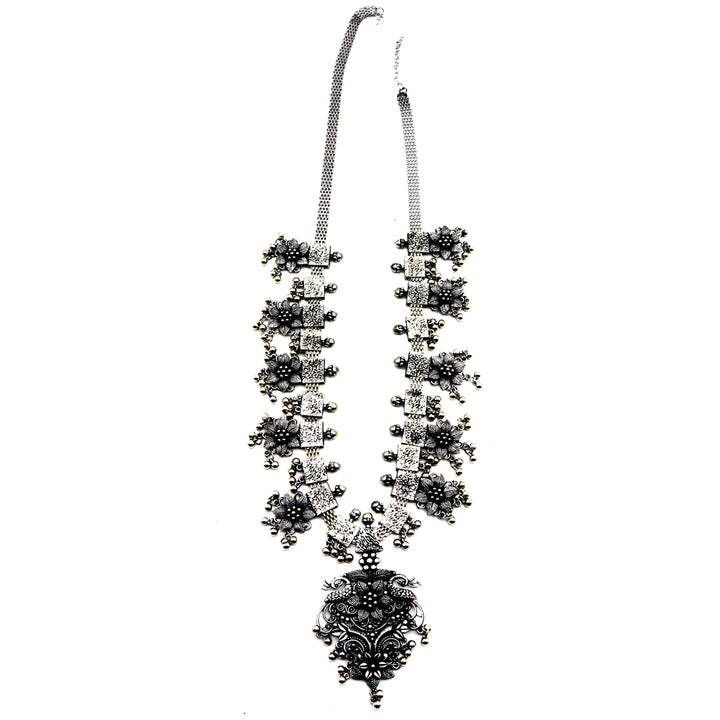 Teejh Khushi Ghungroo Silver Oxidised Necklace Set