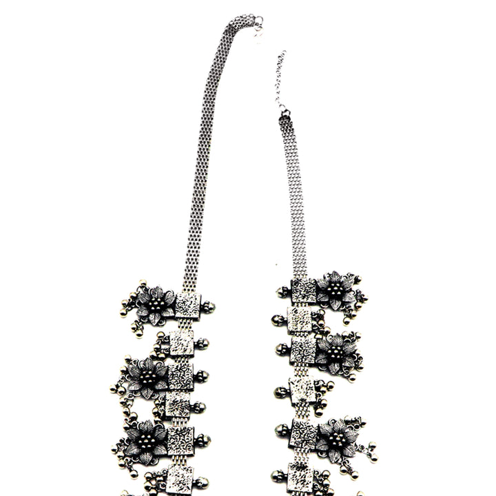 Teejh Khushi Ghungroo Silver Oxidised Necklace Set