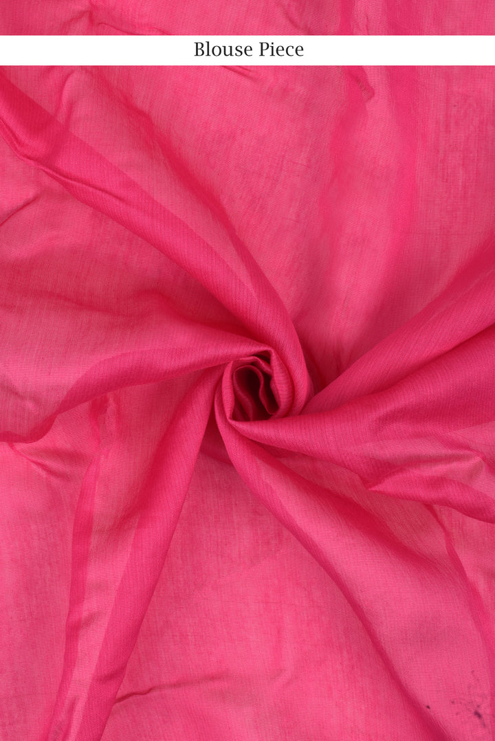 Teejh Tavisa Block Print Chanderi Silk Saree with Blouse Piece