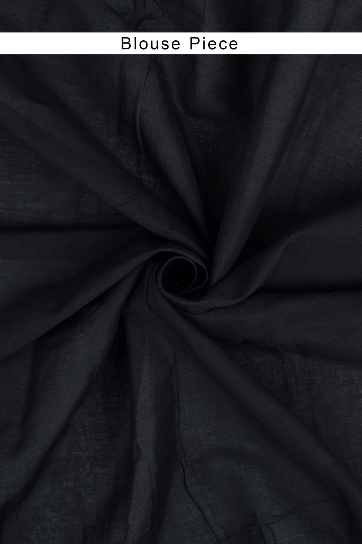 Teejh Ruhani Black and Beige Cotton Saree With Blouse Piece