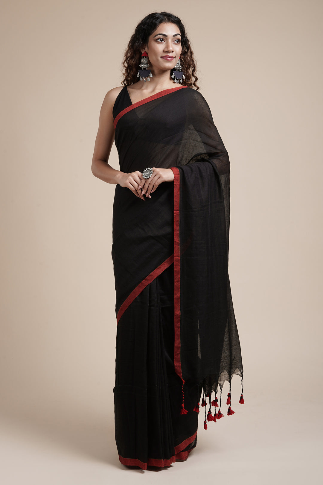 Teejh Kaira Black Mulmul Saree