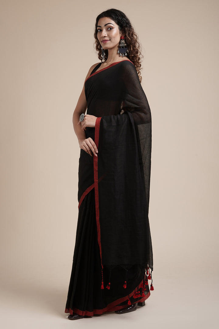 Teejh Kaira Black Mulmul Saree