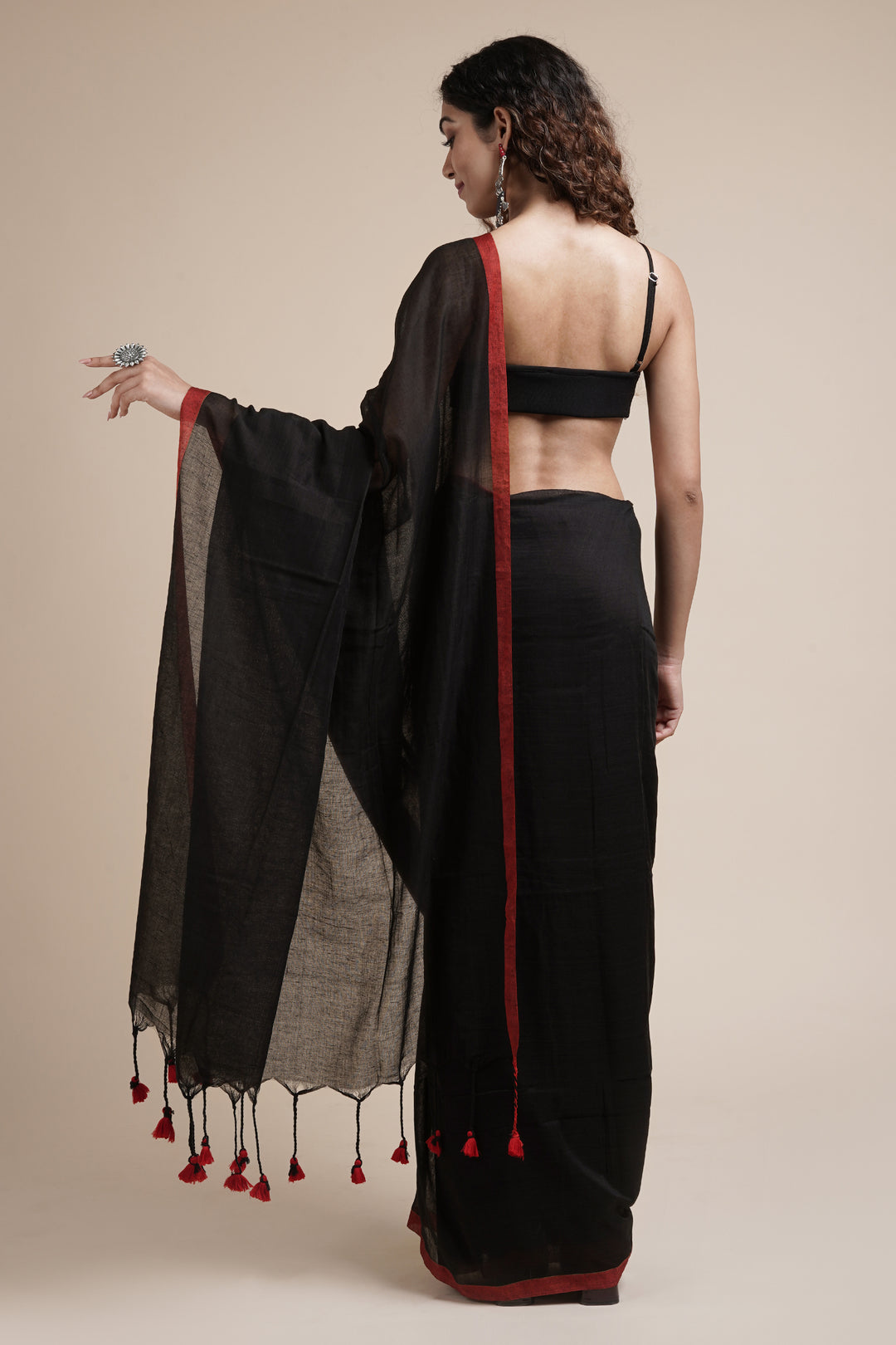 Teejh Kaira Black Mulmul Saree