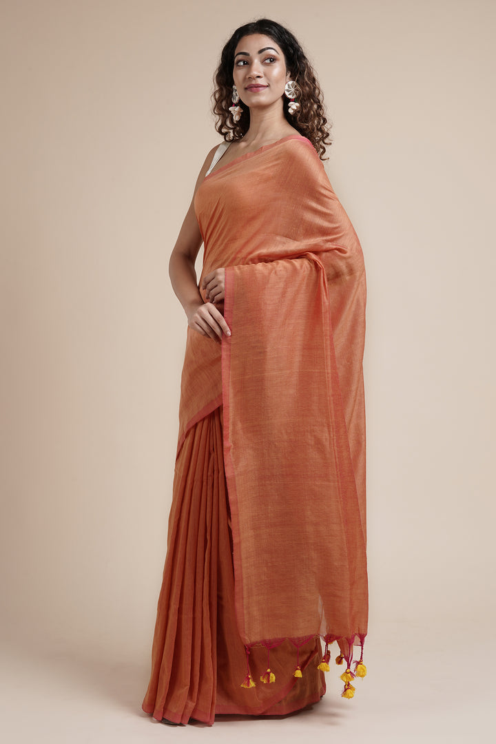 Teejh Kaira Peach Mulmul Saree