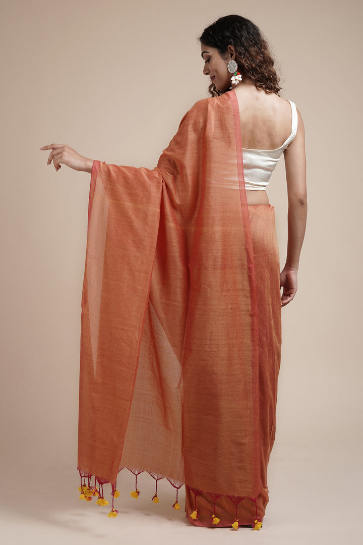 Teejh Kaira Peach Mulmul Saree