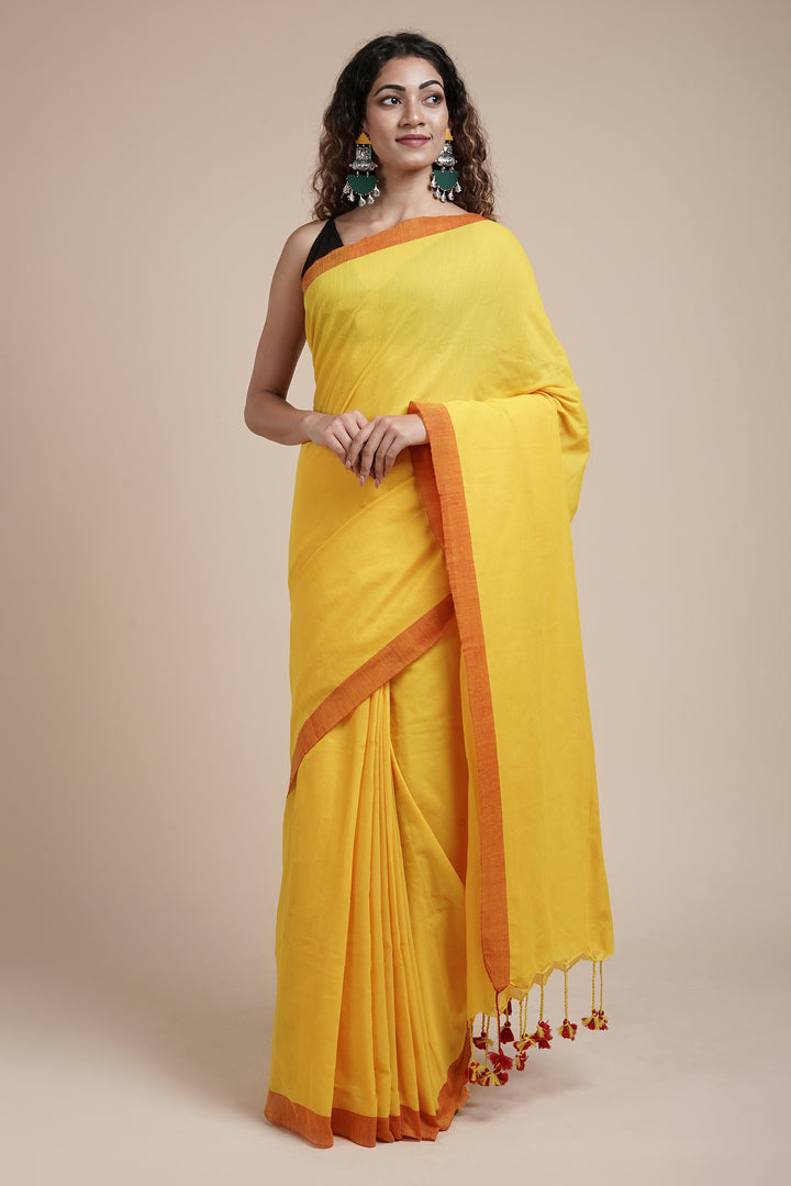 Teejh Kaira Yellow Mulmul Saree