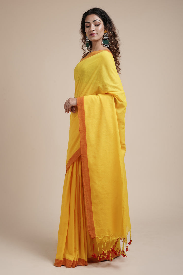 Teejh Kaira Yellow Mulmul Saree