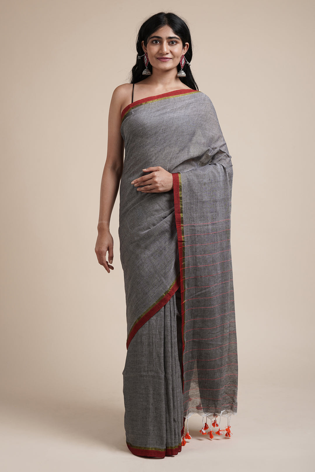 Teejh Kaira Grey Mulmul Saree