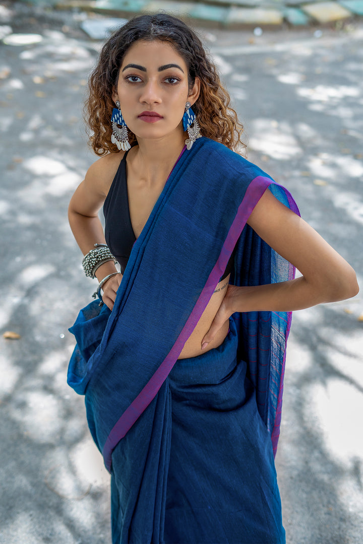 Teejh Kaira Blue Mulmul Saree