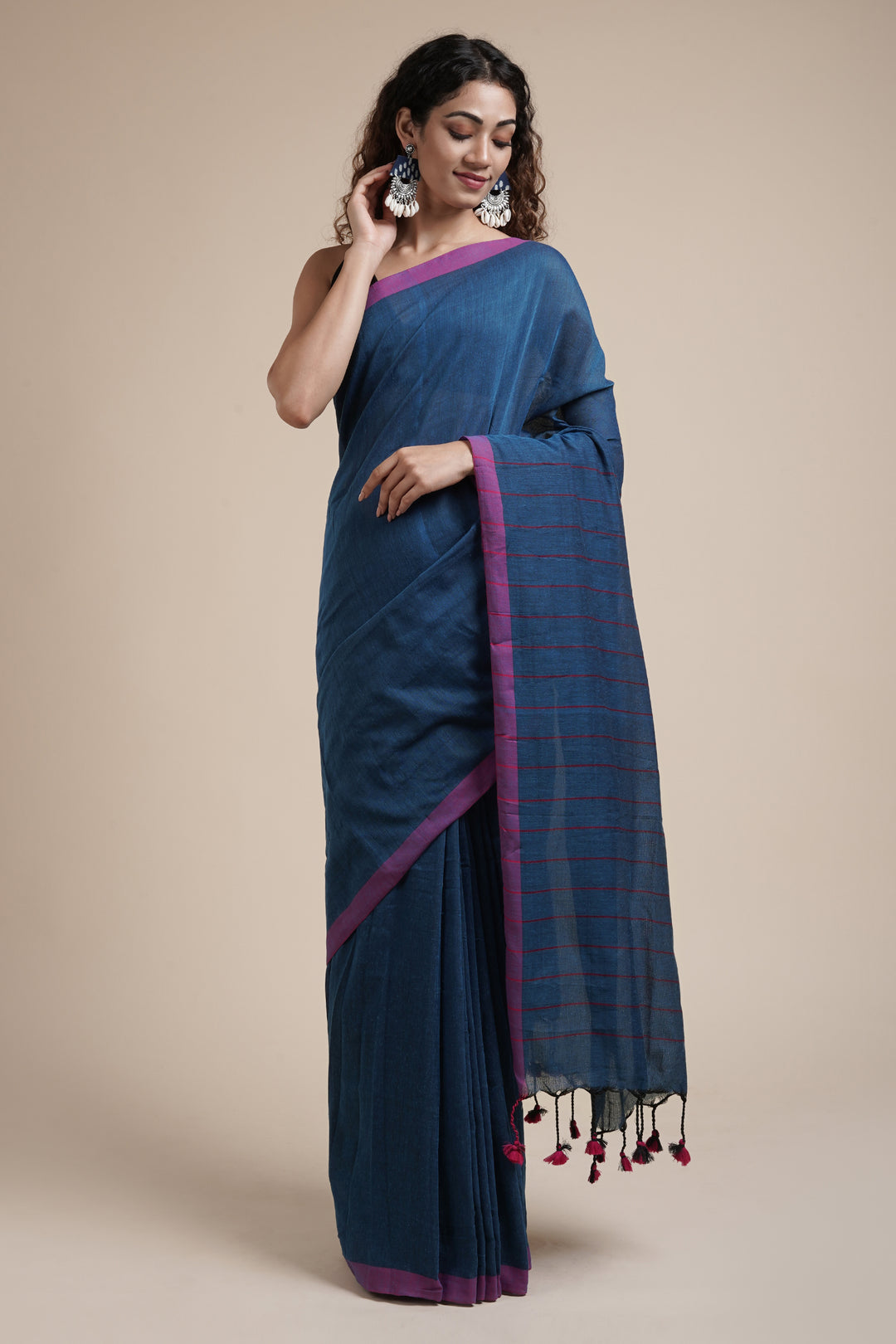 Teejh Kaira Blue Mulmul Saree