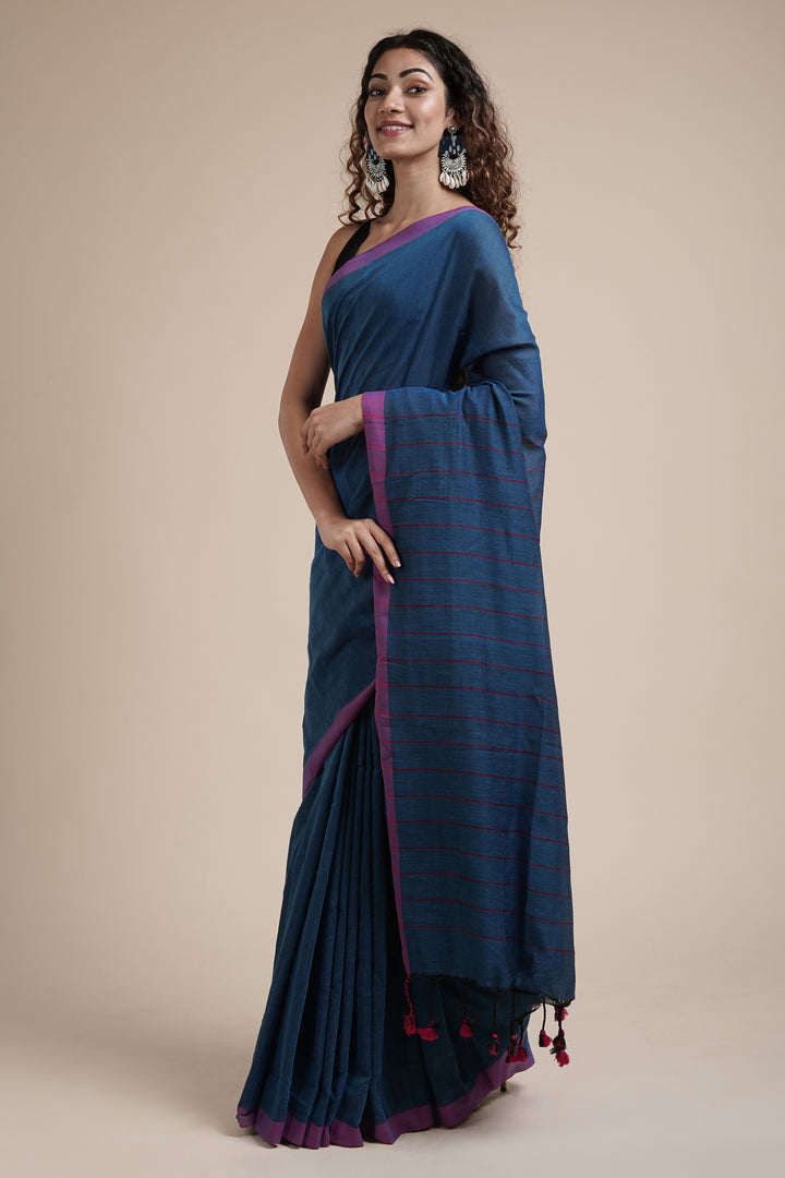 Teejh Kaira Blue Mulmul Saree