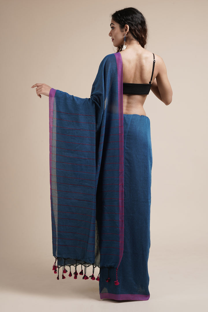 Teejh Kaira Blue Mulmul Saree