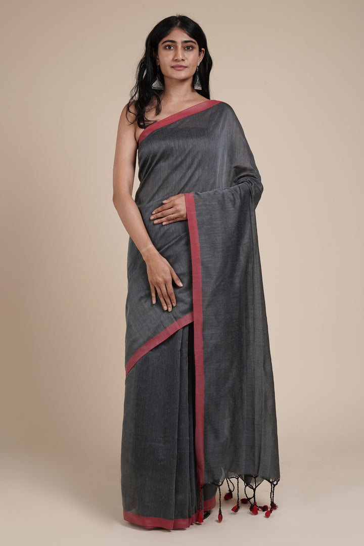 Teejh Kaira Deep Grey Mulmul Saree