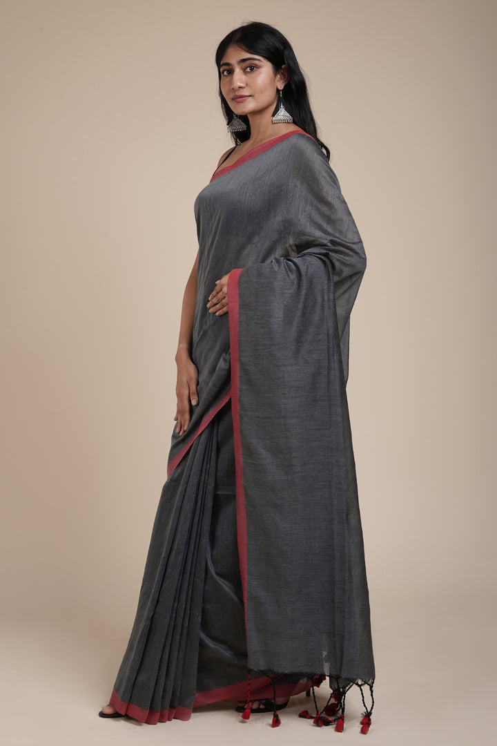 Teejh Kaira Deep Grey Mulmul Saree
